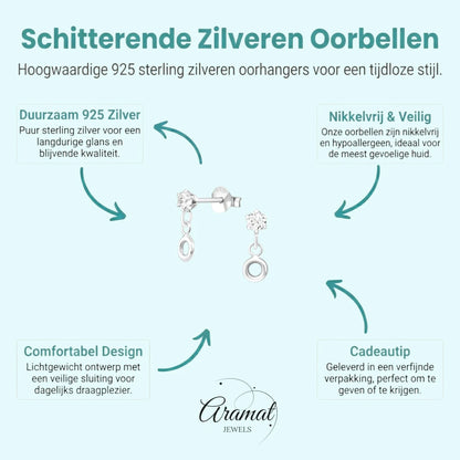 Zilveren Kristal Oorbellen - Rond Design - Aramat Jewels - Oorbellen - cadeautip