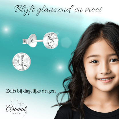 Zilveren kristal oorstekers – 5 mm - Transparante steen - oor219 - 36267 - Oorbellen kopen# - 5mm - 925 Zilver - alles