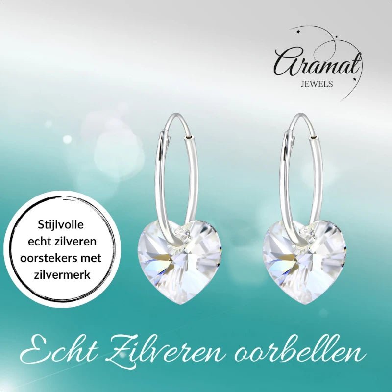 Zilveren Kristalhart Oorringen - 16mm - Moonlight Clear - oor2985 - 28147 - Oorringen kopen# - 1.2mm - 16mm