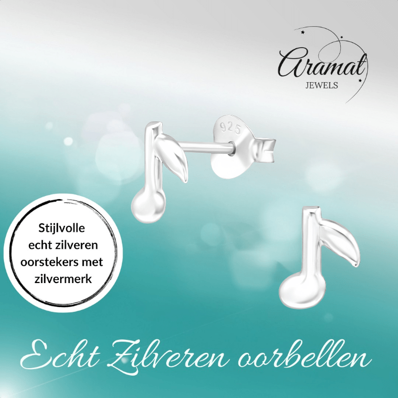 Zilveren Muzieknoot Oorstekers 7×6 mm - oor927 - 26285 - Oorbellen kopen# - 7mm - 925 Zilver - alles