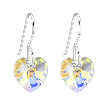 Zilveren Oorhangers Hart met Kristal | 10mm | AB Transparant - oor4518 - 27941 - Oorhangers kopen# - 20mm - 925 Zilver - AB