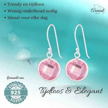 Zilveren Oorhangers - Roze Zirkonia - Kind & Vrouw - oor2882 - 23254 - Oorhangers kopen