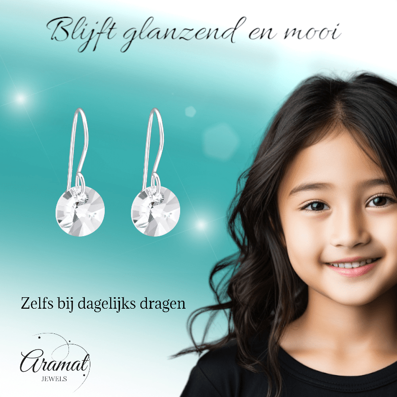 Zilveren Oorhangers - Transparant Kristal - 8mm - oor3258 - 27940 - Oorhangers kopen# - 20mm - 925 Zilver - alles