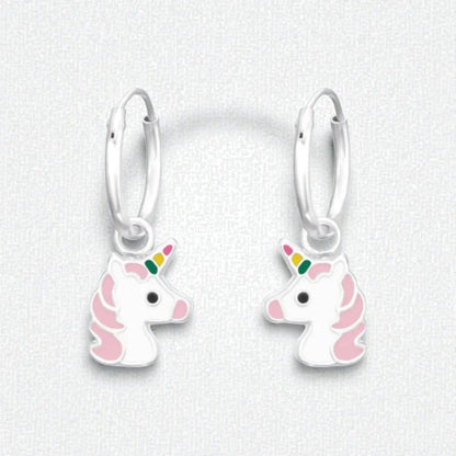Zilveren Oorringetjes met Eenhoorn Bedel - Schattig Cadeau - Aramat Jewels - Oorringen - cadeautip
