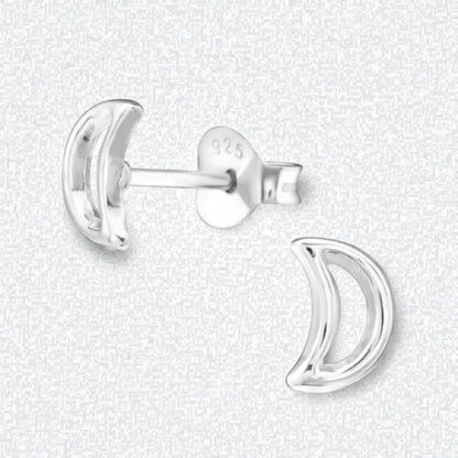 Zilveren Open Maan Oorstekers 6×4 mm - Aramat Jewels - Oorbellen - cadeautip
