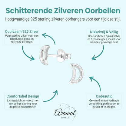 Zilveren Open Maan Oorstekers 6×4 mm - Aramat Jewels - Oorbellen - cadeautip