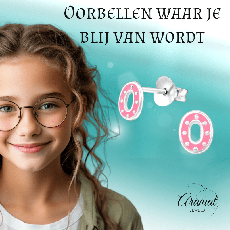 Zilveren ovale oorstekers met roze emaille – 6x5 mm - oor4744 - 30907 - Oorbellen kopen# - 6mm - 925 Zilver - alles