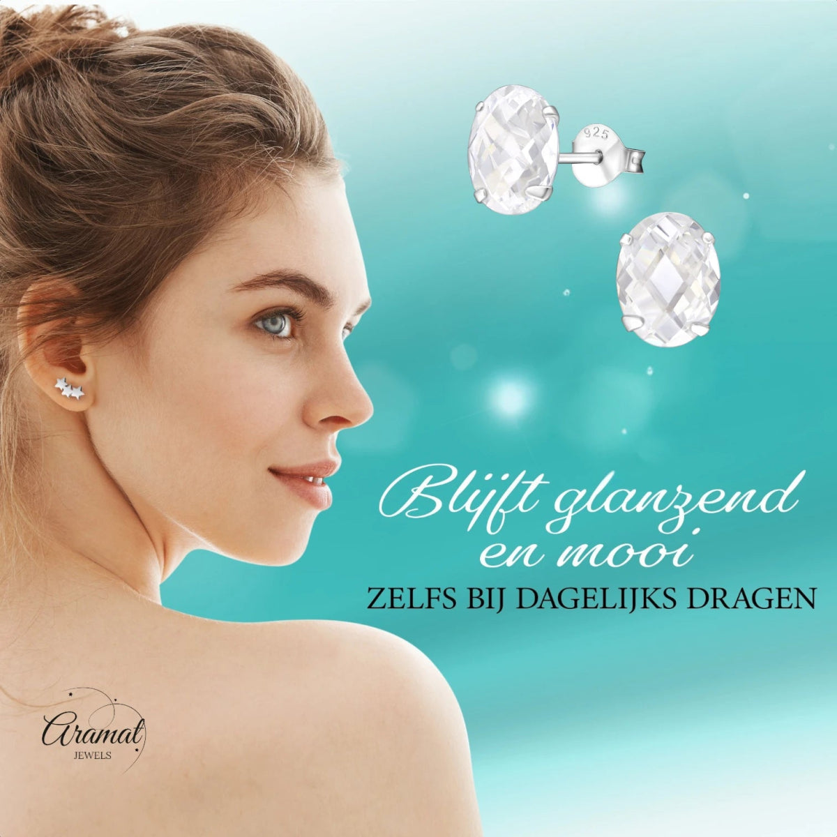 Zilveren Ovale Oorstekers met Zirkonia | 9mm - oor3414 - 9791 - Oorbellen kopen# - 925 Zilver - 9mm - alles