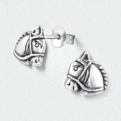 Zilveren Paarden Oorbellen – Geoxideerd Zilver – 9x7mm - Aramat Jewels - Oorbellen - cadeautip