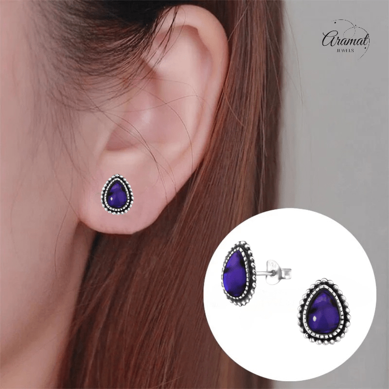 Zilveren Paars Abalone Oorbellen 12x9 mm - oor1819 - 30901 - Oorbellen kopen# - 12mm - 925 Zilver - Abalone