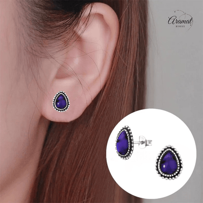 Zilveren Paars Abalone Oorbellen 12x9 mm - oor1819 - 30901 - Oorbellen kopen# - 12mm - 925 Zilver - Abalone