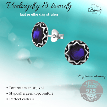 Zilveren Paarse Abalone Dames Oorbellen 9 mm - oor5265 - 30903 - Oorbellen kopen# - 925 Zilver - 9mm - Abalone