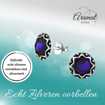Zilveren Paarse Abalone Dames Oorbellen 9 mm - oor5265 - 30903 - Oorbellen kopen# - 925 Zilver - 9mm - Abalone