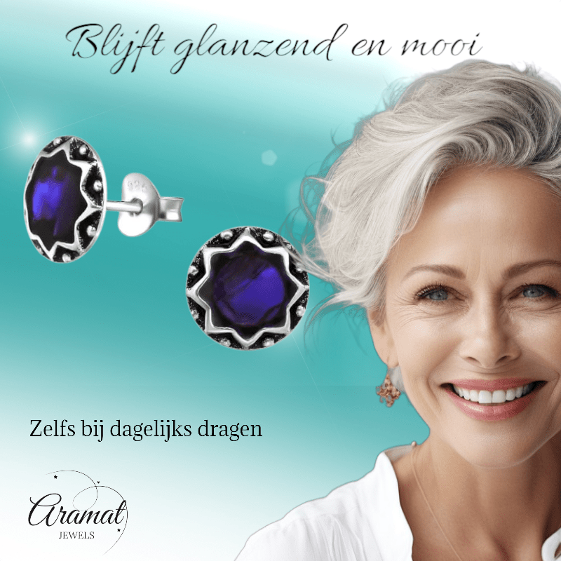 Zilveren Paarse Abalone Dames Oorbellen 9 mm - oor5265 - 30903 - Oorbellen kopen# - 925 Zilver - 9mm - Abalone