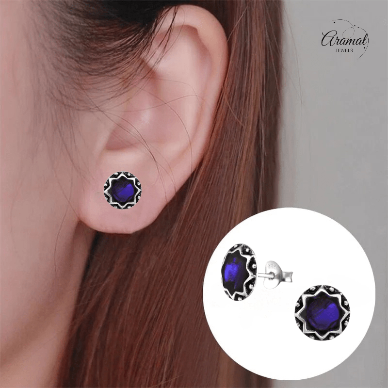 Zilveren Paarse Abalone Dames Oorbellen 9 mm - oor5265 - 30903 - Oorbellen kopen# - 925 Zilver - 9mm - Abalone