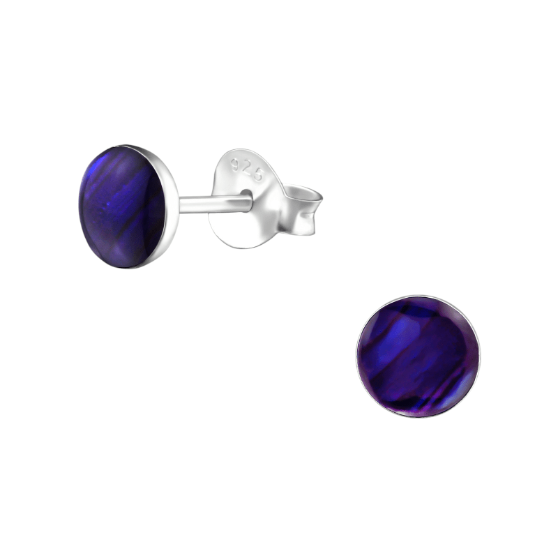 Zilveren Paarse Abalone Oorbellen 5.5 mm - oor5182 - 30895 - Oorbellen kopen# - 5.5mm - 925 Zilver - Abalone