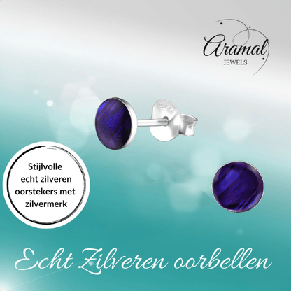 Zilveren Paarse Abalone Oorbellen 5.5 mm - oor5182 - 30895 - Oorbellen kopen# - 5.5mm - 925 Zilver - Abalone