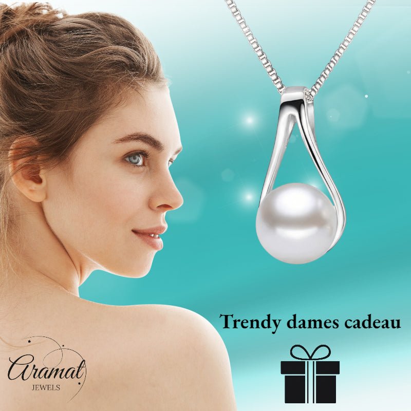 Zilveren Parel Ketting dames - Aramat Jewels - Halskettingen - cadeautip