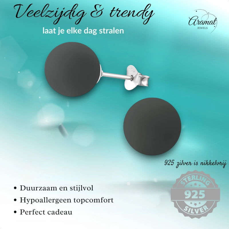 Zilveren parel oorstekers met grijze parel – 10 mm - oor3423 - 31184 - Oorbellen kopen# - 10mm - 925 Zilver - acryl