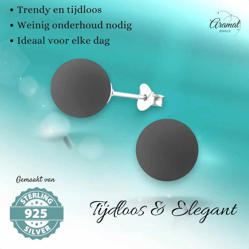 Zilveren parel oorstekers met grijze parel – 10 mm - oor3423 - 31184 - Oorbellen kopen# - 10mm - 925 Zilver - acryl