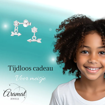 Boucles d'oreilles – Pendentif flèche en argent avec cristal (9x10mm) 