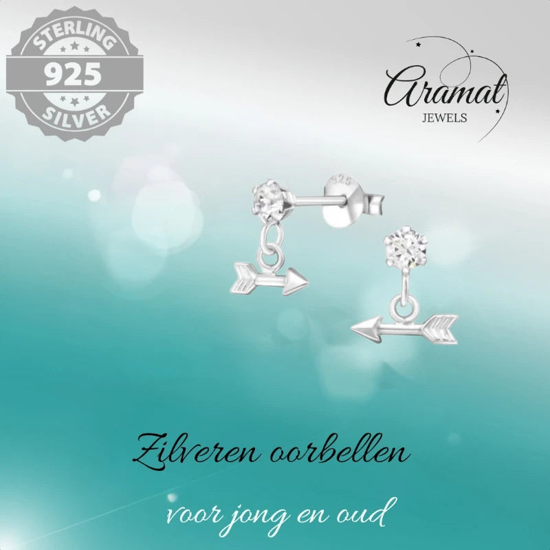 Boucles d'oreilles – Pendentif flèche en argent avec cristal (9x10mm) 