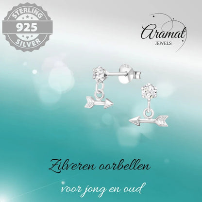 Boucles d'oreilles – Pendentif flèche en argent avec cristal (9x10mm) 
