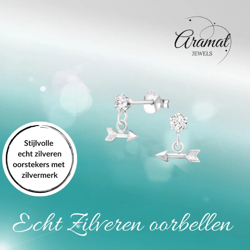 Boucles d'oreilles – Pendentif flèche en argent avec cristal (9x10mm) 