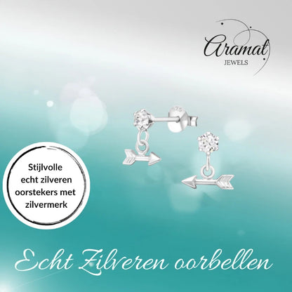 Boucles d'oreilles – Pendentif flèche en argent avec cristal (9x10mm) 