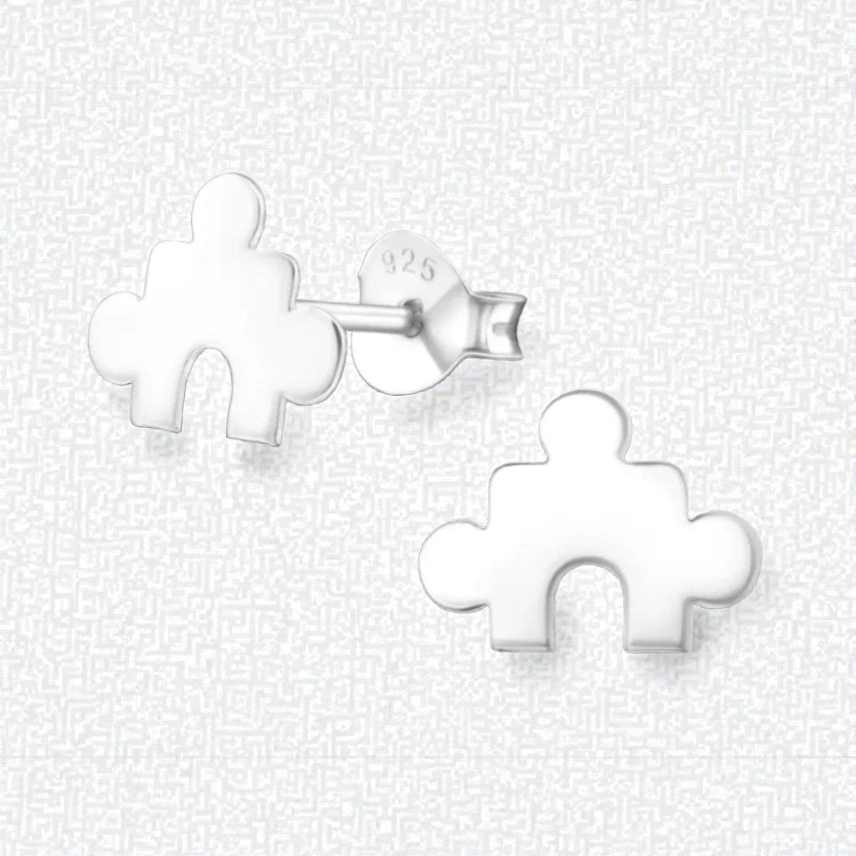 Zilveren Puzzelstuk Oorstuds - 10x7mm - Aramat Jewels - Oorbellen - cadeautip