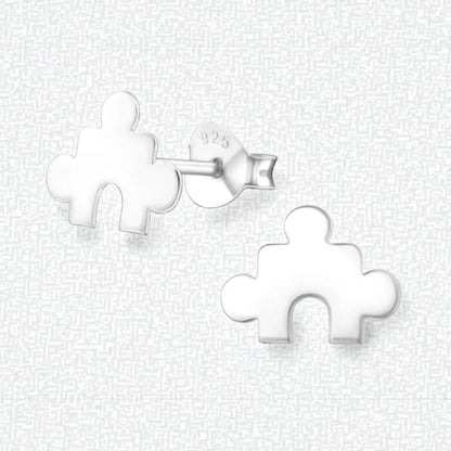 Zilveren Puzzelstuk Oorstuds - 10x7mm - Aramat Jewels - Oorbellen - cadeautip