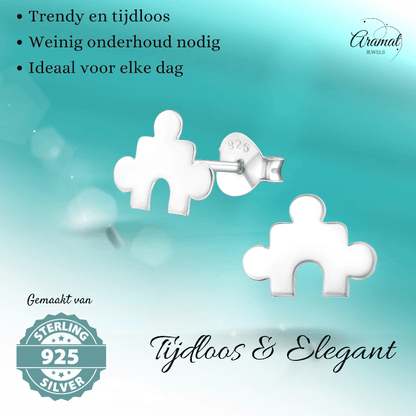 Zilveren Puzzelstuk Oorstuds - 10x7mm - oor953 - 24981 - Oorbellen kopen# - 10mm - 7mm - 925 Zilver