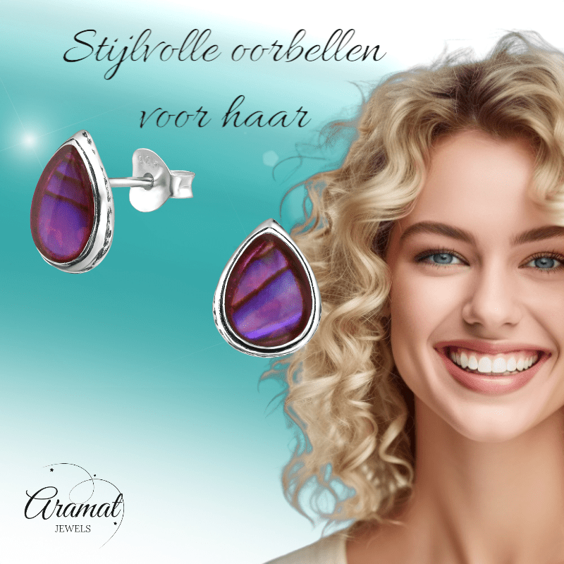Zilveren Roze Abalone Oorbellen 10x8 mm - oor1024 - 30899 - Oorbellen kopen# - 10mm - 925 Zilver - Abalone
