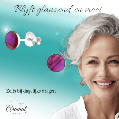 Zilveren Roze Abalone Oorbellen 5.5 mm - oor5217 - 30895 - Oorbellen kopen# - 5.5mm - 925 Zilver - Abalone