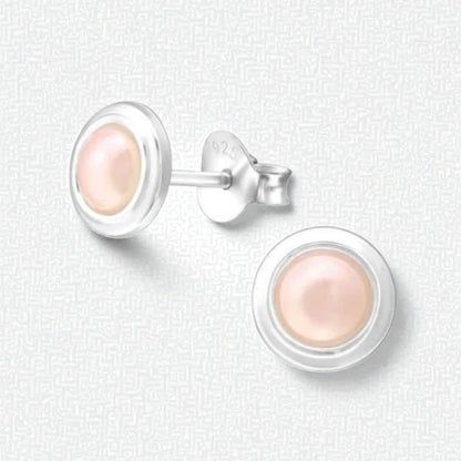 Zilveren Roze Pareloorbellen – 7mm – Tijdloos - Aramat Jewels - Oorbellen - cadeautip