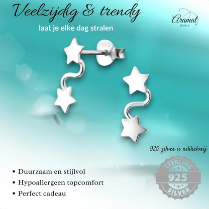 Zilveren Ster Oorbellen van Aramat Jewels® - oor916 - 18830 - Oorbellen kopen# - 11mm - 925 Zilver