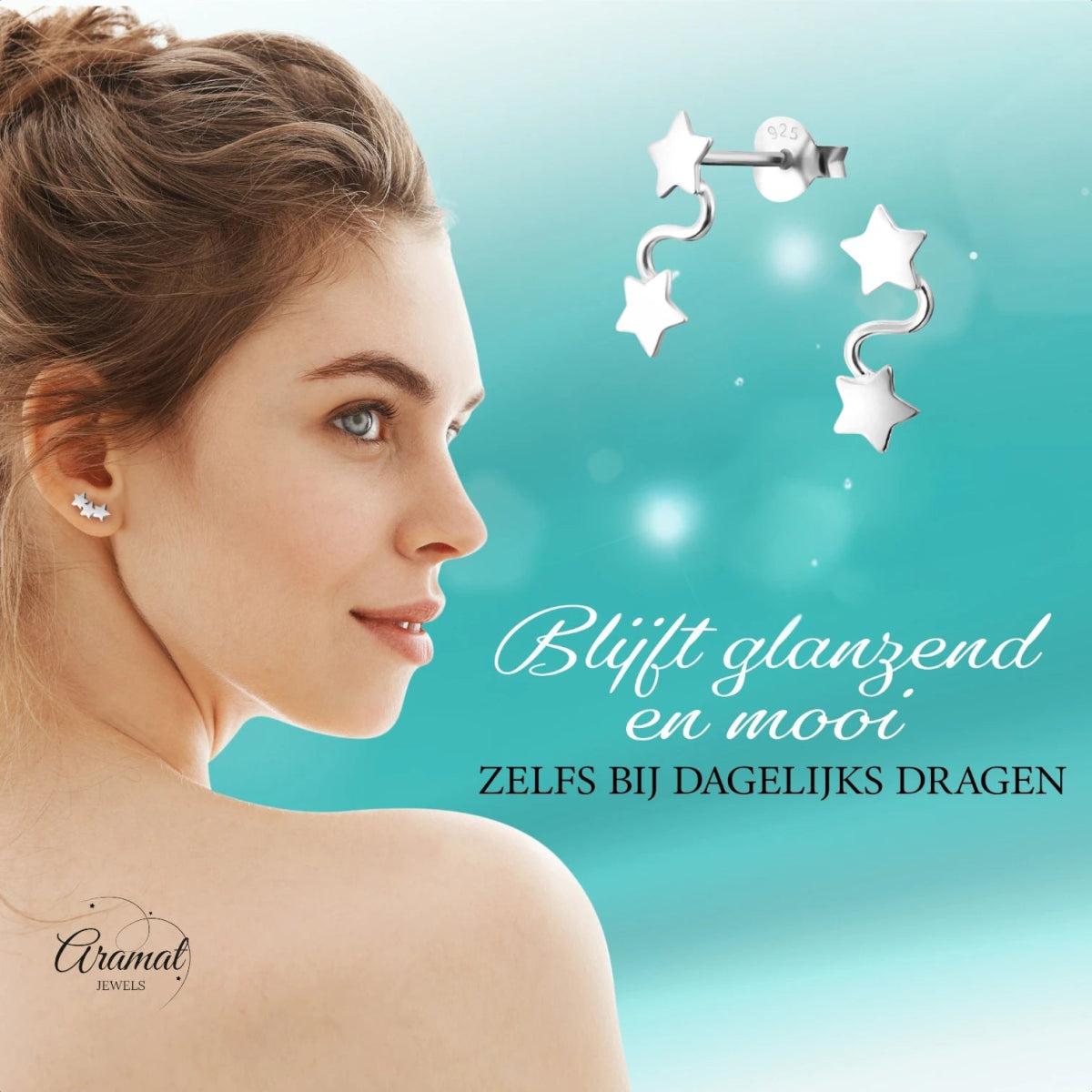 Zilveren Ster Oorbellen van Aramat Jewels® - oor916 - 18830 - Oorbellen kopen# - 11mm - 925 Zilver