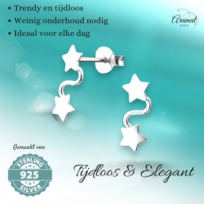 Zilveren Ster Oorbellen van Aramat Jewels® - oor916 - 18830 - Oorbellen kopen# - 11mm - 925 Zilver