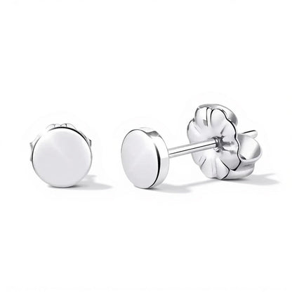 Boucles d'oreilles – Rondes en titane couleur argent (5 mm) 
