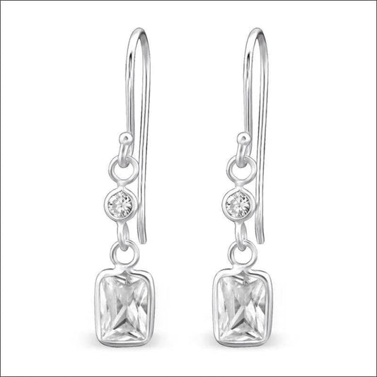 Sterling zilveren oorbellen met vierkant geslepen kristallen