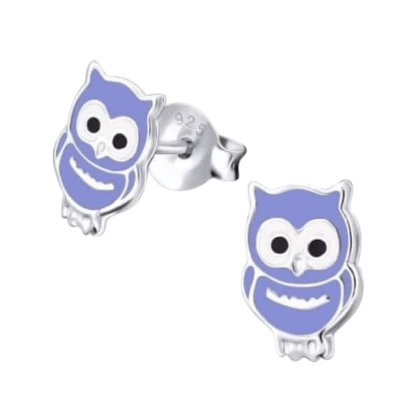 Zilveren Uiltjes Oorbellen Paars 9x7 mm - oor837 - Oorbellen kopen# - 925 Zilver - 9mm - alles