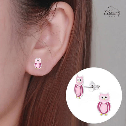 Zilveren Uiltjes Oorbellen Roze 10x6 mm - oor860 - Oorbellen kopen# - 10mm - 925 Zilver - alles