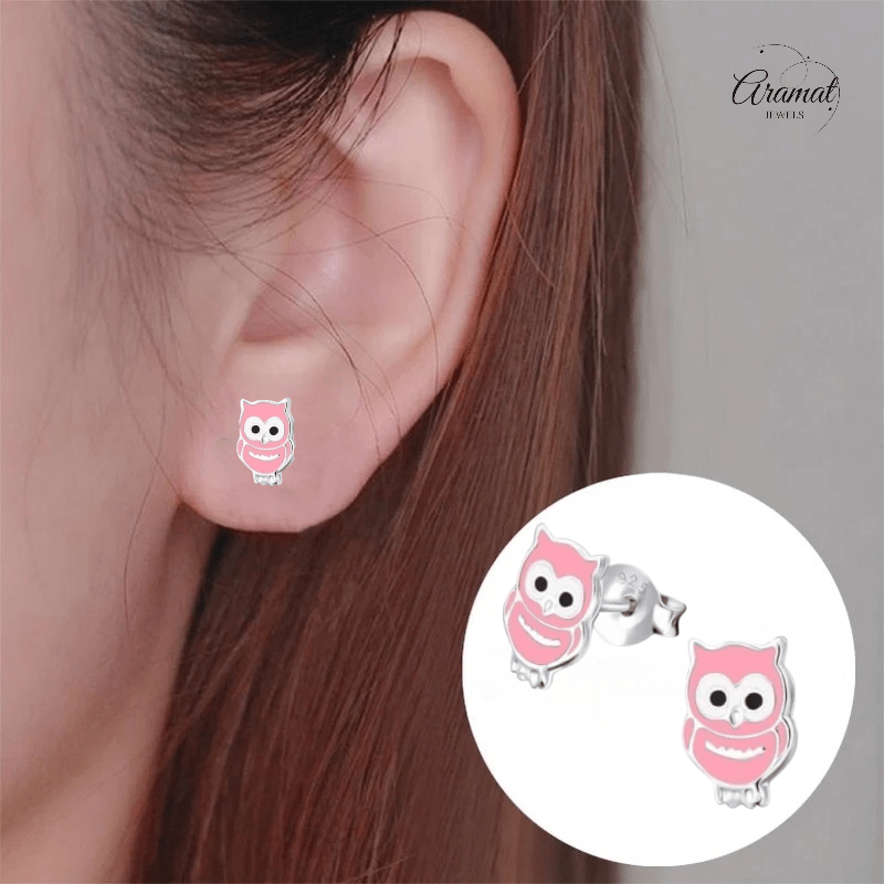 Zilveren Uiltjes Oorbellen Roze 9mm - oor263 - 308 - Oorbellen kopen# - 925 Zilver - 9mm - alles