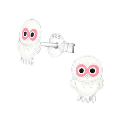 Zilveren Uiltjes Oorbellen - Wit/Roze Emaille - Cadeau - oor375 - 3683 - Oorbellen kopen