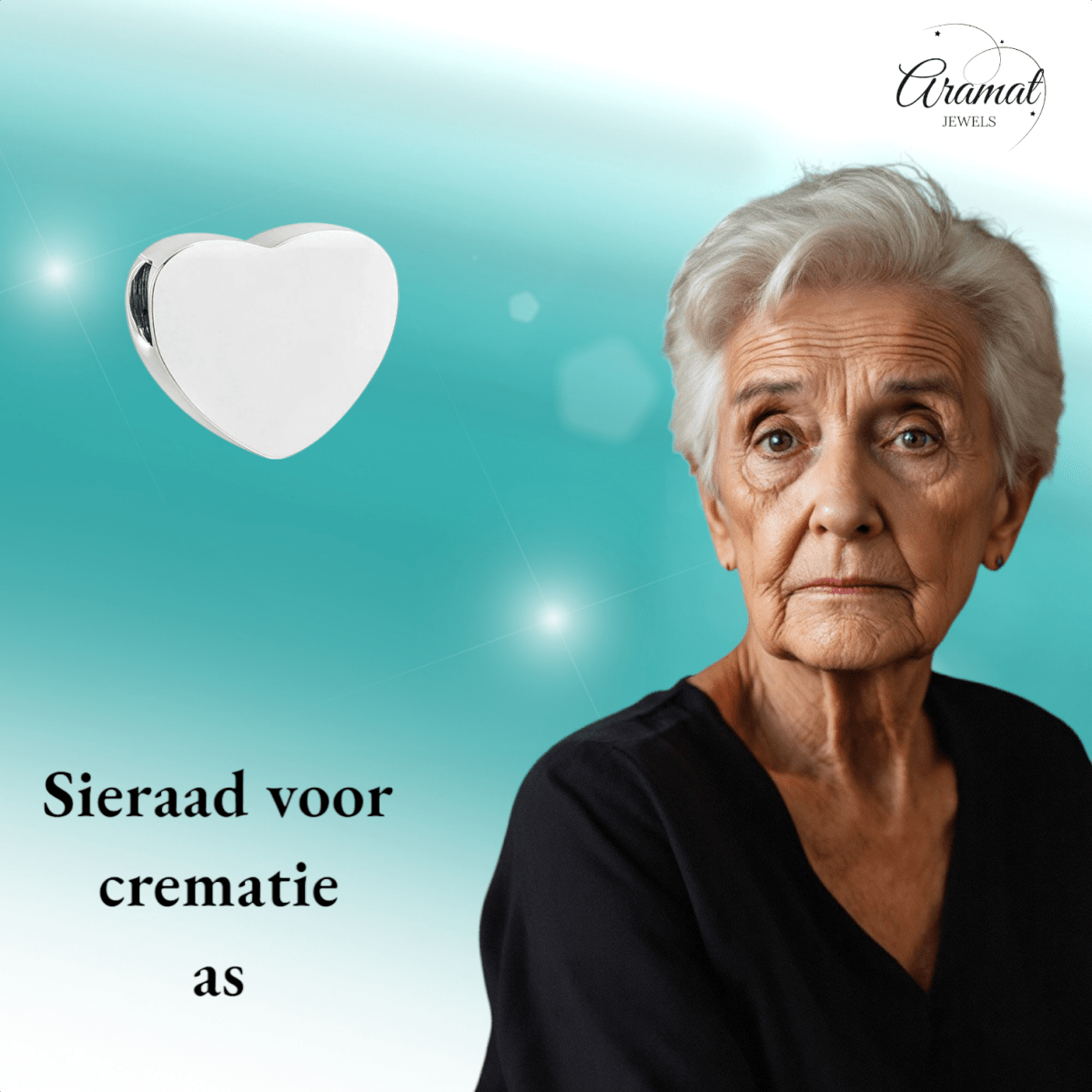 Zilverkleurige asbedel hart – roestvrij staal 13mm - Aramat Jewels - Asbedels - cadeautip