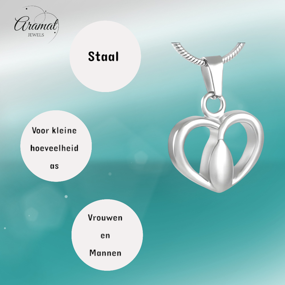 Zilverkleurige Stalen Ashanger Hartje