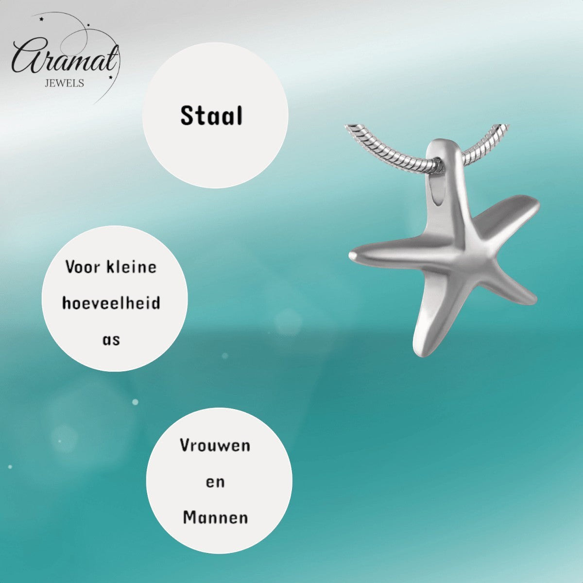Zilverkleurige ashanger zeester – gedenksieraad - Aramat Jewels - Gedenkhangers - cadeautip