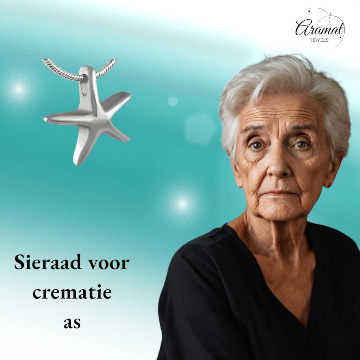 Zilverkleurige ashanger zeester – gedenksieraad - Aramat Jewels - Gedenkhangers - cadeautip