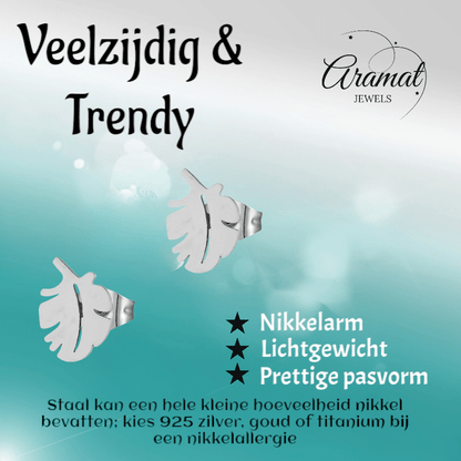 Zilverkleurige blad oorbellen 10×7 mm - oor3398 - XE76502 - Oorbellen kopen# - 10mm - alles - blad