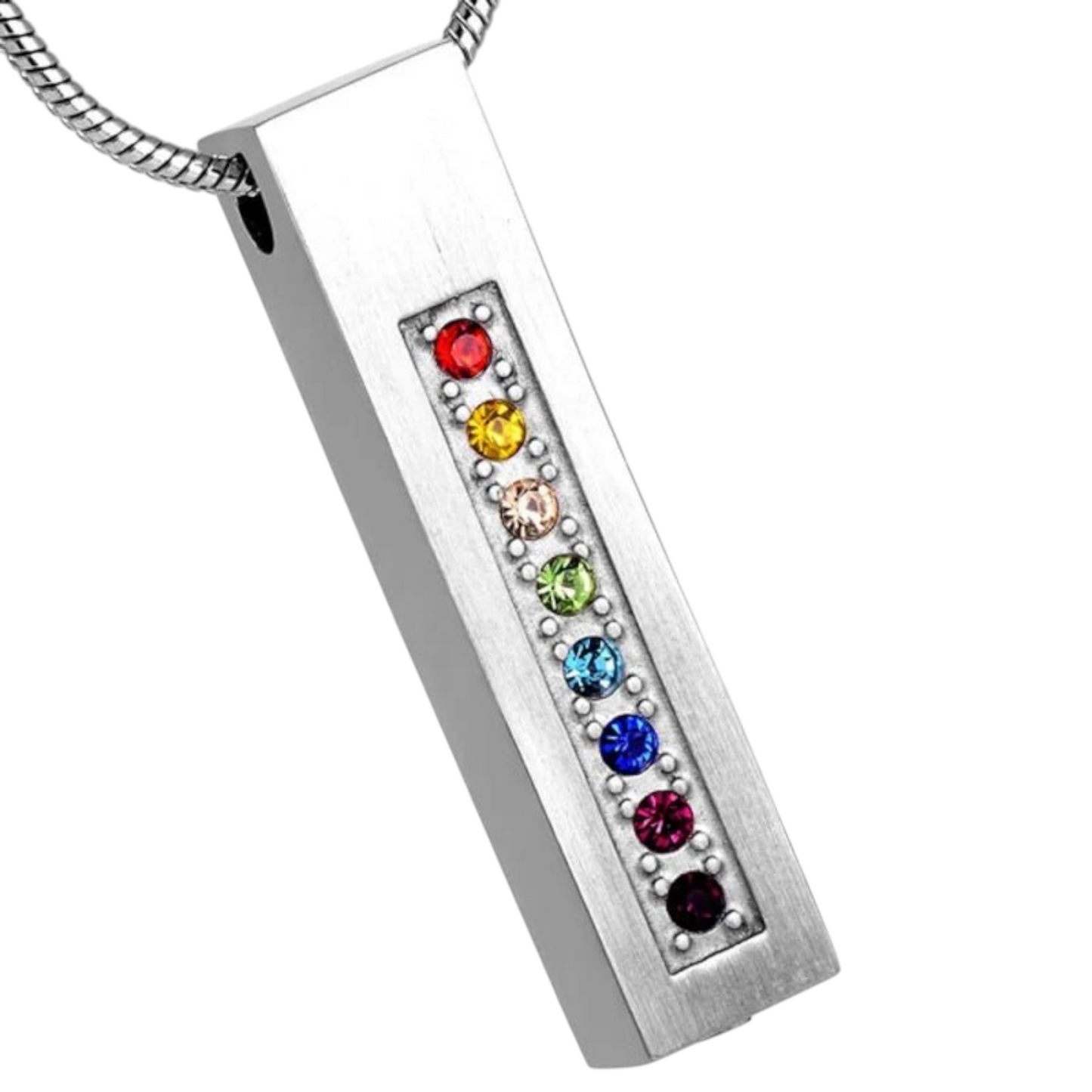 Tube pendentif funéraire multi-zircones – couleur argent – ​​34 mm